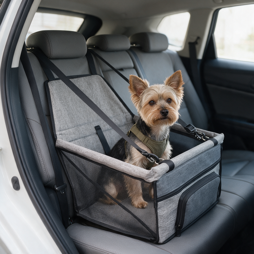 Foldable Waterproof Pet Car Seat in use