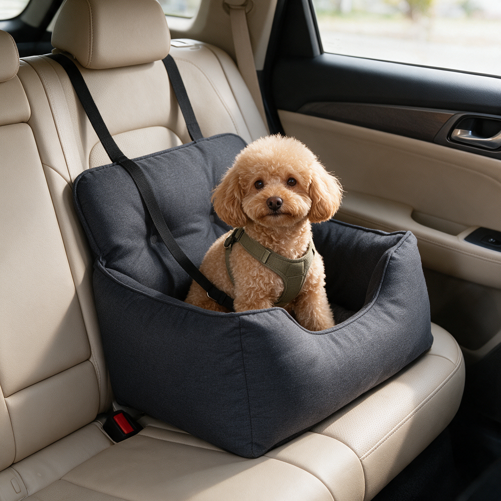 Small Dog Booster Car Seat in use