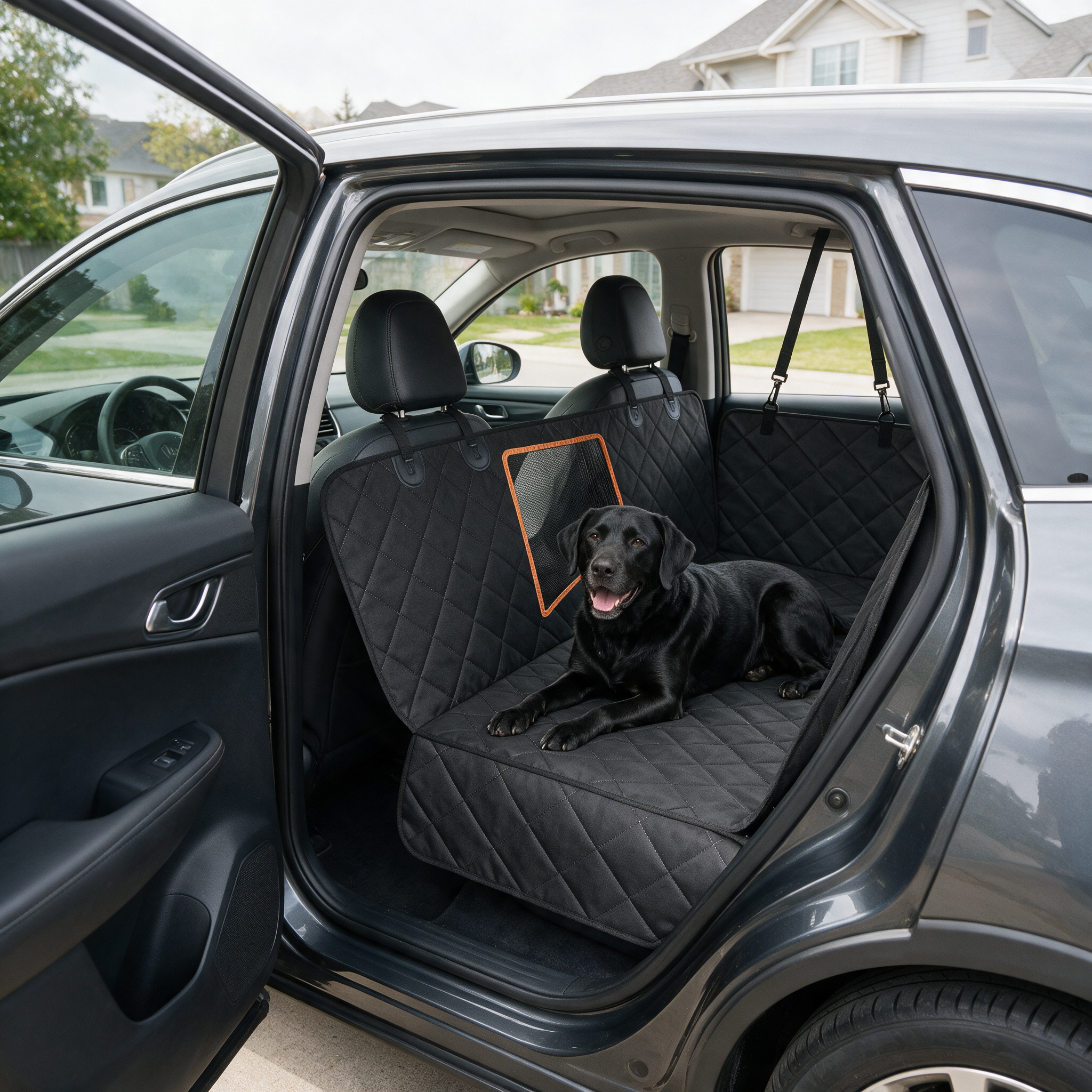 Full rear-seat coverage from the Haven & Mile waterproof dog car hammock